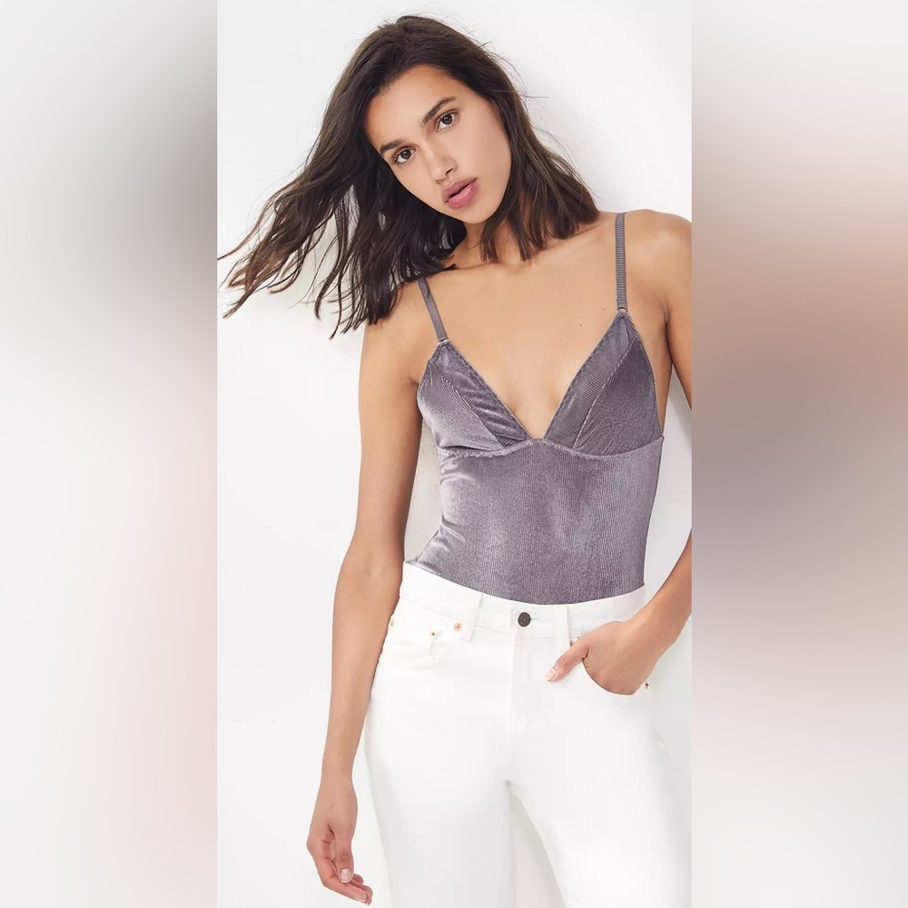 Urban Outfitters Out From Under Shayla Velvet Plunging Bodysuit Sz S